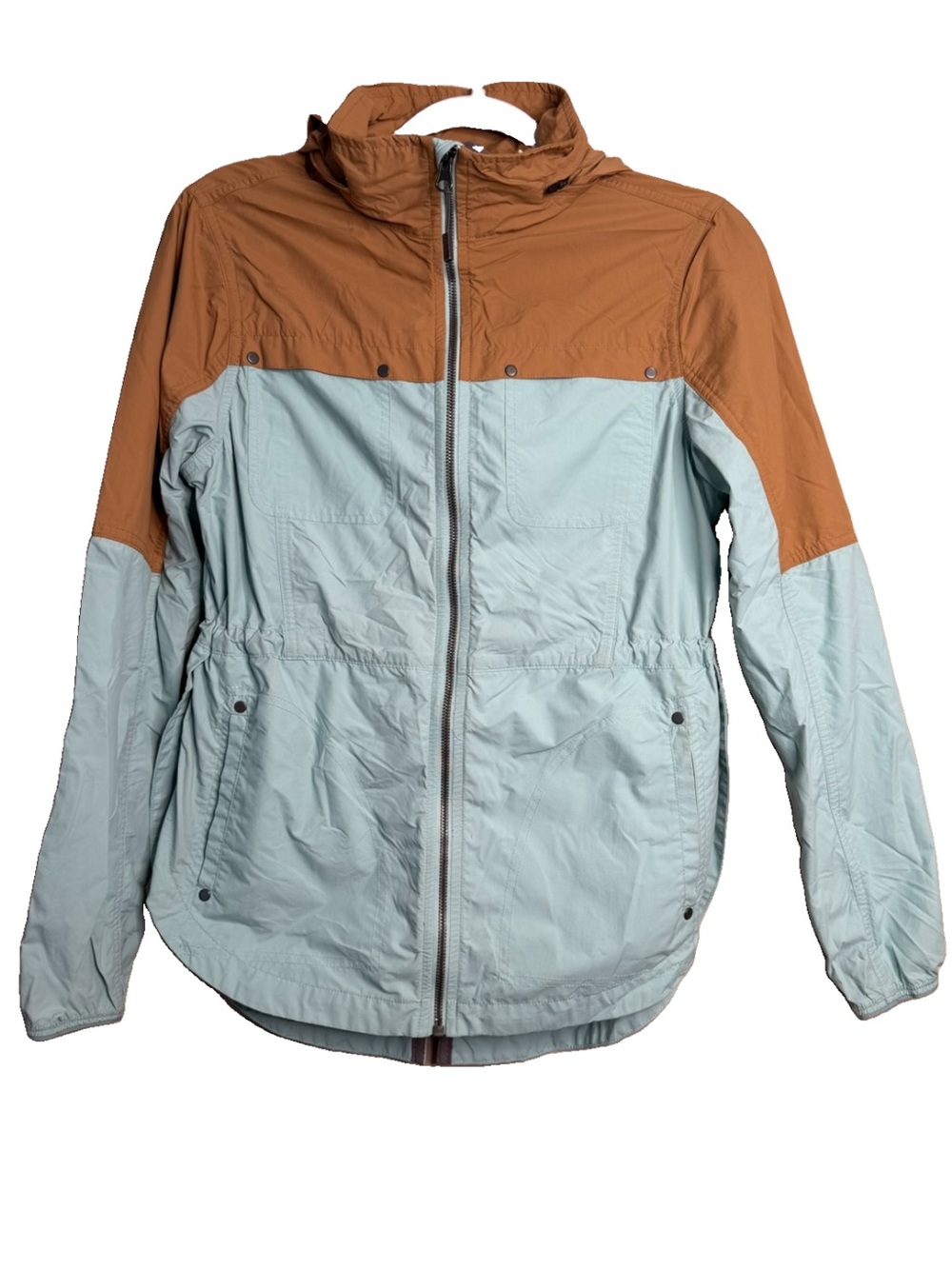 Toad & Co Aquarius Jacket Blue Brown Color block Size S Windbreaker